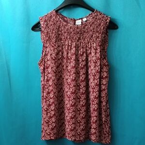 GAP Women's Burgundy Floral Blouse